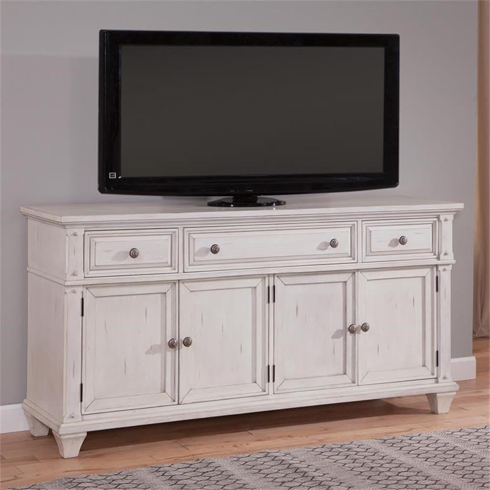 American Woodcrafters Sedona Off White Vintage Style 72-Inch Wood Tv Console
