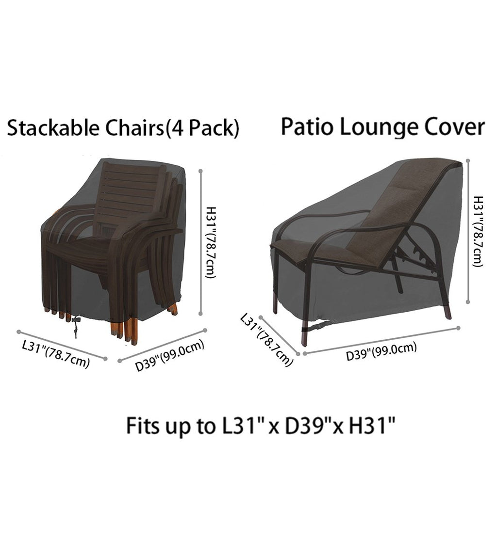 Rosielily Outdoor Chair Covers, Patio Chair Covers Waterproof, 600D Heavy Duty Stackable Patio Furniture Covers, Standard- 1 Pack, Black