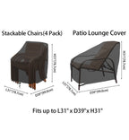 Rosielily Outdoor Chair Covers, Patio Chair Covers Waterproof, 600D Heavy Duty Stackable Patio Furniture Covers, Standard- 1 Pack, Black
