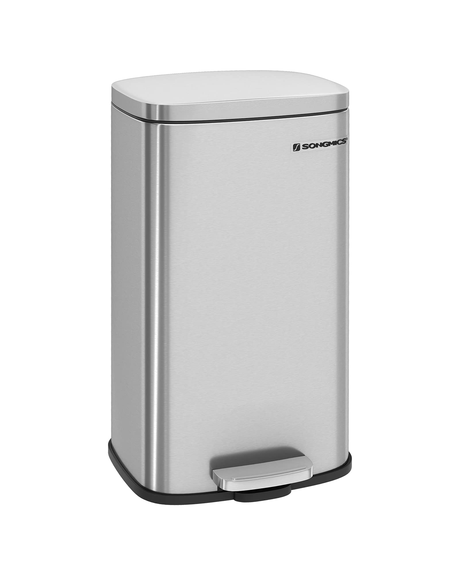 SONGMICS 20-Gallon (75 L) Trash Can, Stainless Steel Kitchen Garbage Can, Recycling or Waste Bin, Soft Close, Step-On Pedal, Rem