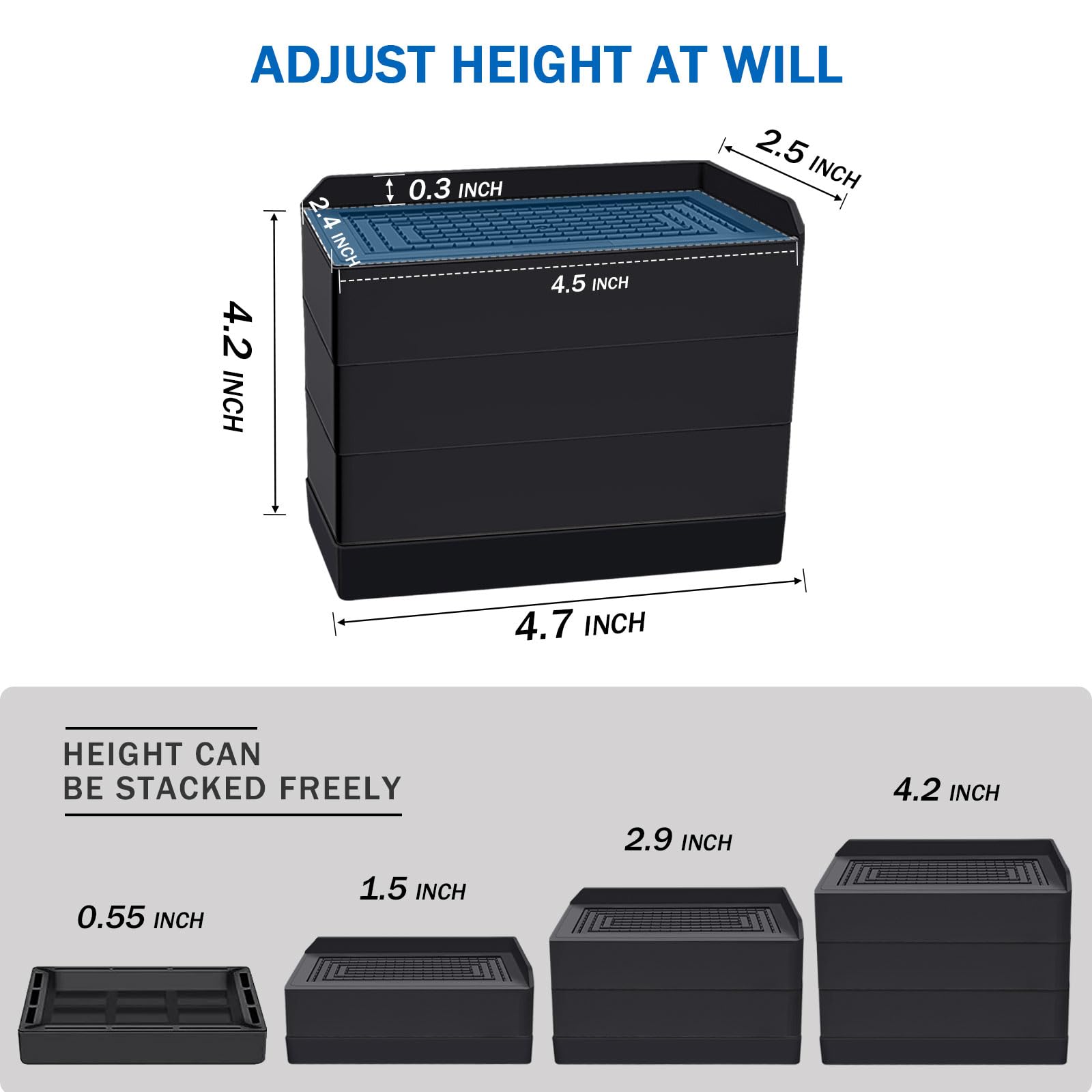 Annkut Furniture Risers 4 Inch, Heavy Duty Furniture Elevator In Heights Of 1.5, 3 Or 4 Inch,Rectangle Raising Blocks For Bed, C