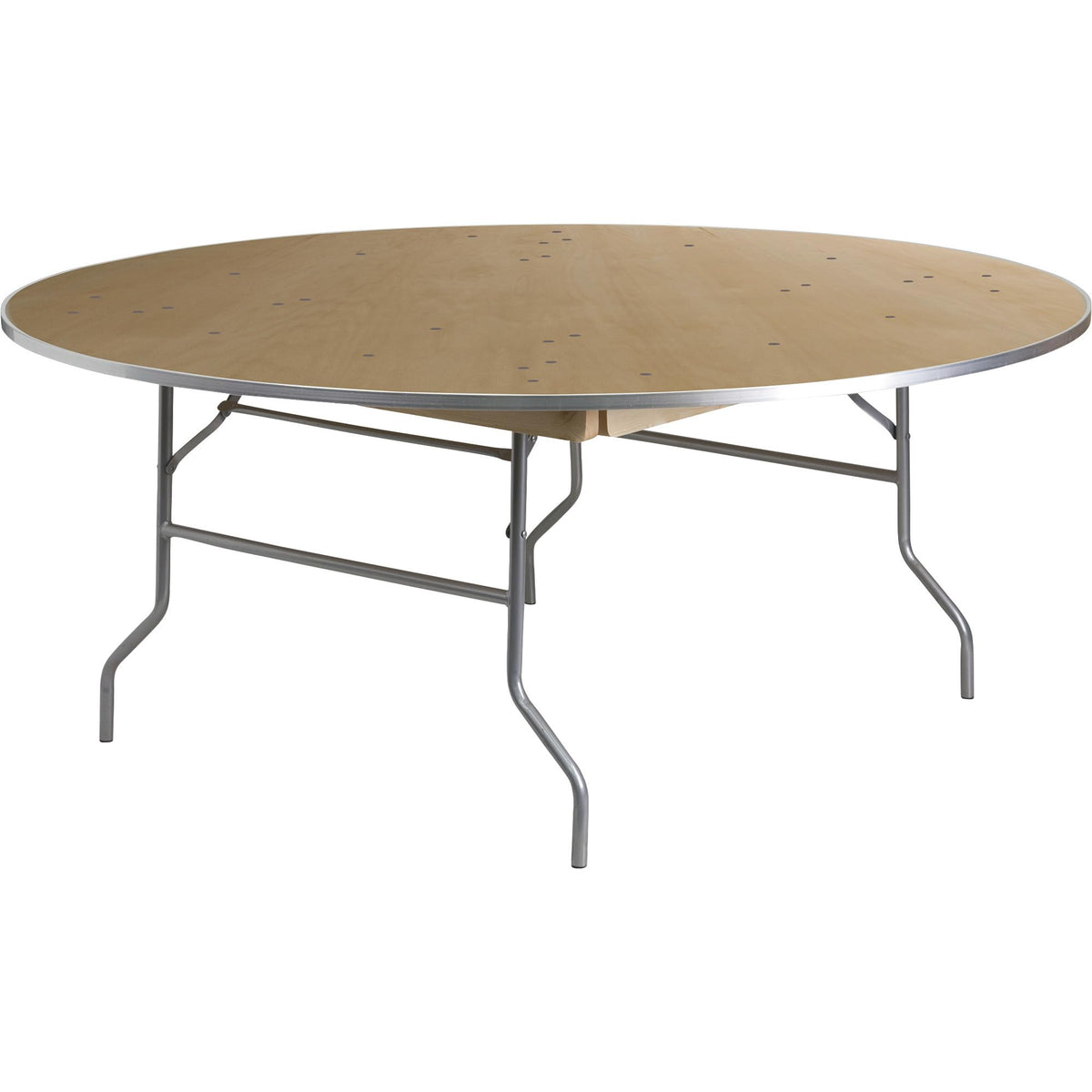 Flash Furniture 6-Foot Round Heavy Duty Birchwood Folding Banquet Table With Metal Edges