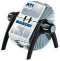 Durable Visifix Flip Rotary Business Card File, Holds 400 2.88 X 4.13 Cards, 8.75 X 7.13 X 8.06, Plastic, Black/Silver