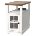 Hifyobro Narrow End Table With Flip Top Charging Station, White Side Table, Adjustable Shelf & Power Outlets, End Table With Storage For Living Room, Bedroom Nightstand