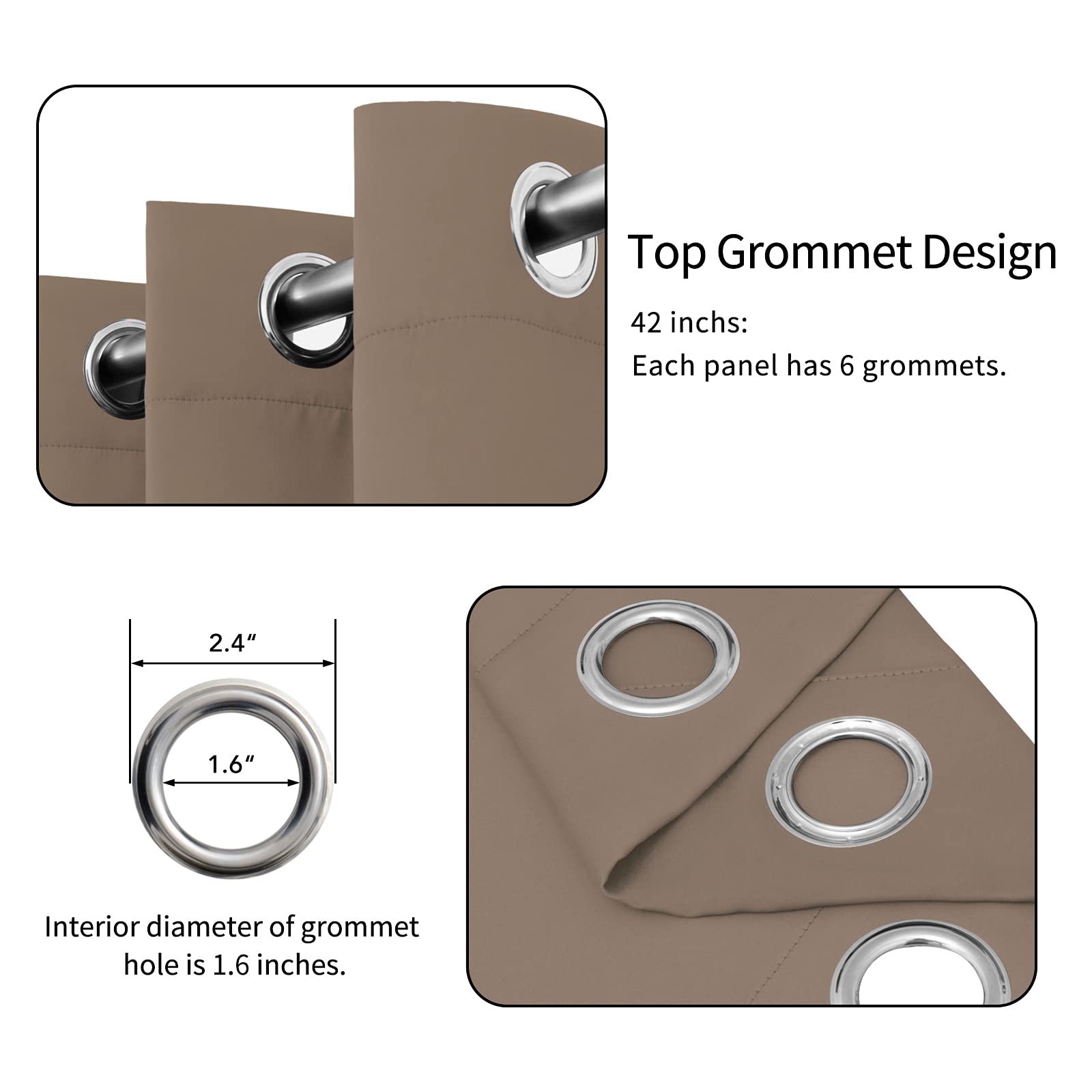 Easy-Going Blackout Curtains For Bedroom, Solid Thermal Insulated Grommet And Noise Reduction Window Drapes, Room Darkening Curtains For Living Room, 2 Panels(42X72 In, Camel)