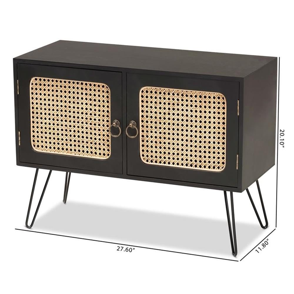 Baxton Studio Davion Brown Finished Wood and Black Metal Sideboard Buffet