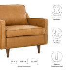 Modway Impart Upholstered Genuine Leather Armchair in Tan