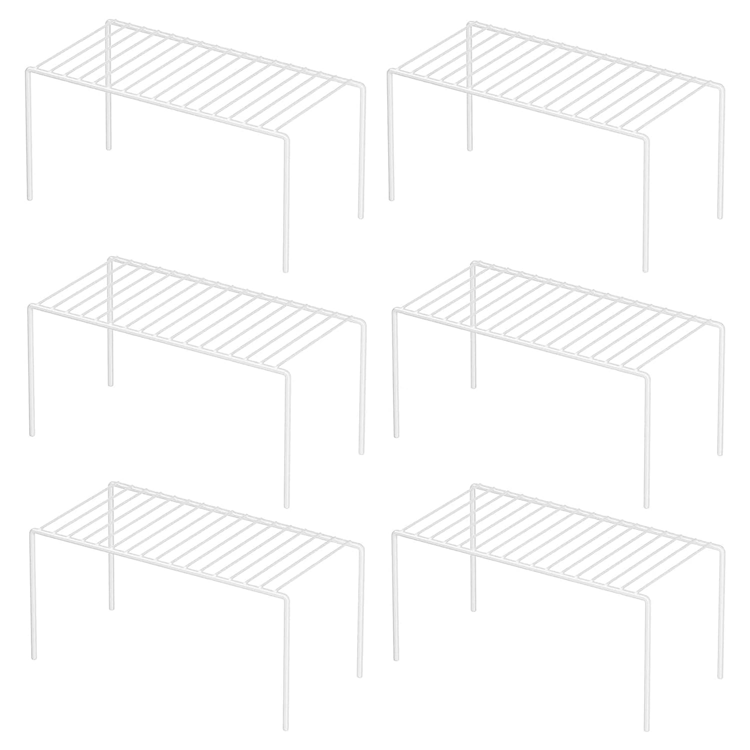 Redrubbit 6 Pack(10.6 x 5.1 Inch) Cabinet Storage Shelf Rack, Rustproof Kitchen Counter and Cabinet Shelf, Small Storage Rack Or