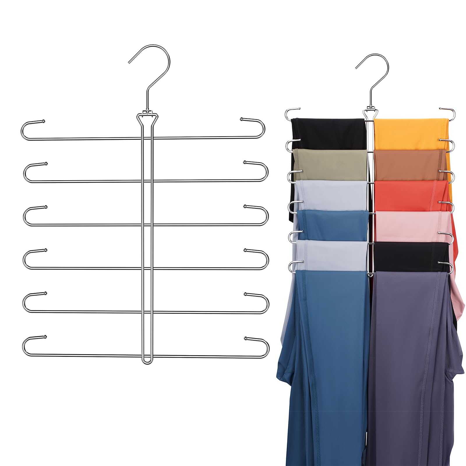 Ulimart Leggings Hangers for Closet,2 Pack Metal Yoga Pants Hanger Hold 24 Leggings,Scarf Organizer,Closet Organizer for Pants,S