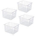 Y.Z.Bros Freezer Organizer Bin, Kitchen Metal Wire Storage Basket, Pantry Cupboard Household Container Divider with Handles, Bat