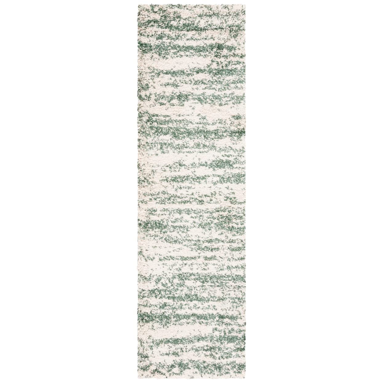 SAFAVIEH Hudson Shag Collection Runner Rug - 23 x 8, Ivory & Green, Modern Design, Non-Shedding & Easy Care, 2-inch Thick Idea