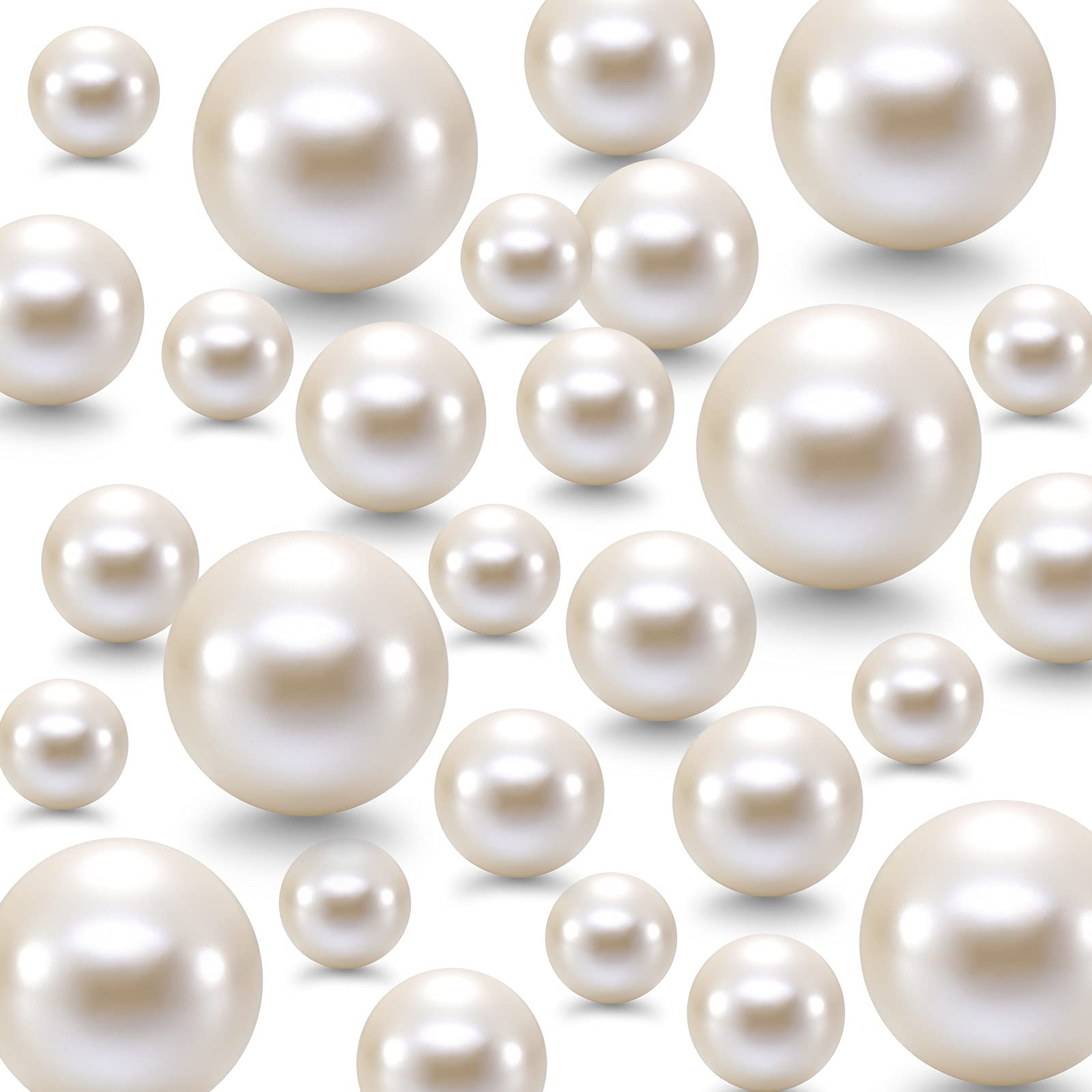 Jadive 200 Pieces Pearl Beads for Vase Filler Centerpieces, No Holes Pearl Makeup Beads for Wedding Holiday Party Home Brushes H