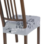 Searchi Stretch Dining Chair Seat Covers Set Of 4, Soft Removable Washable Seat Covers For Dining Chairs, Dining Room Seat Cover Protector (Rear-Covered, Grey Flowers)
