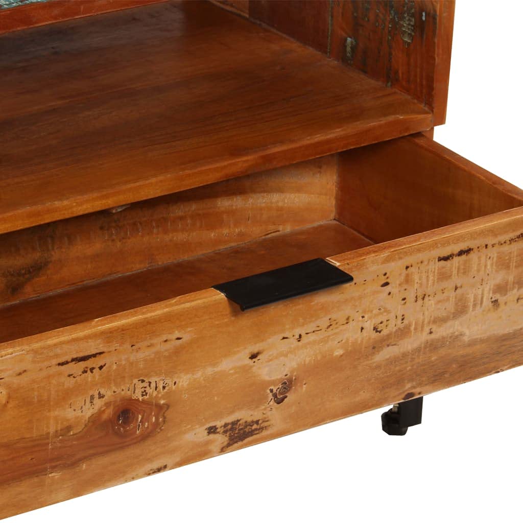 vidaXL Handmade TV Stand with 2 Drawers and 2 Compartments - Industrial Style - Solid Reclaimed Wood and Steel Frame - Antique Look - 46.5"x13.8"x17.7"
