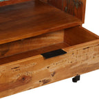 vidaXL Handmade TV Stand with 2 Drawers and 2 Compartments - Industrial Style - Solid Reclaimed Wood and Steel Frame - Antique Look - 46.5"x13.8"x17.7"