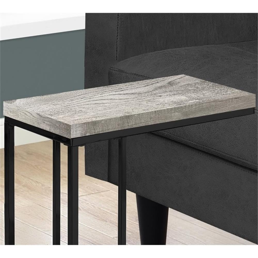 Monarch Specialties GREY RECLAIMED WOOD-LOOK/BLACK METAL ACCENT, END, SNACK TABLE, Gray