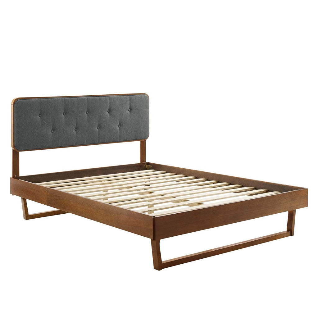 Modway Mod-6387-Wal-Cha Bridgette Queen Wood Platform Bed With Angular Frame, Walnut Charcoal