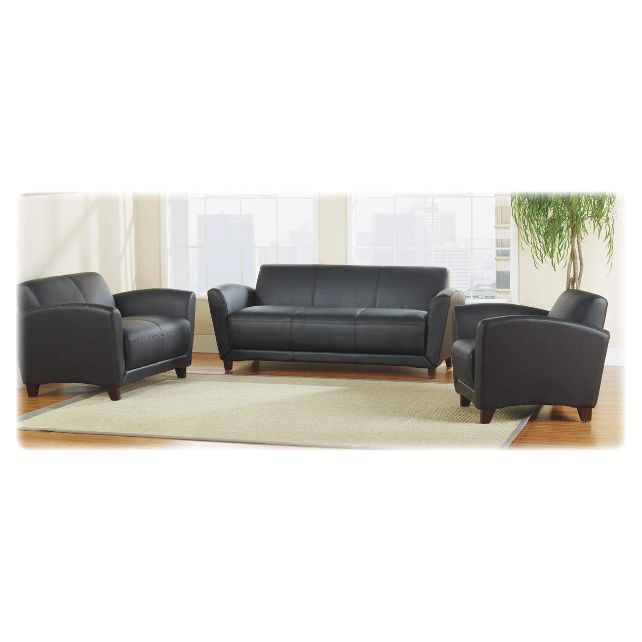 Lorell Leather Reception Club Chair, Black