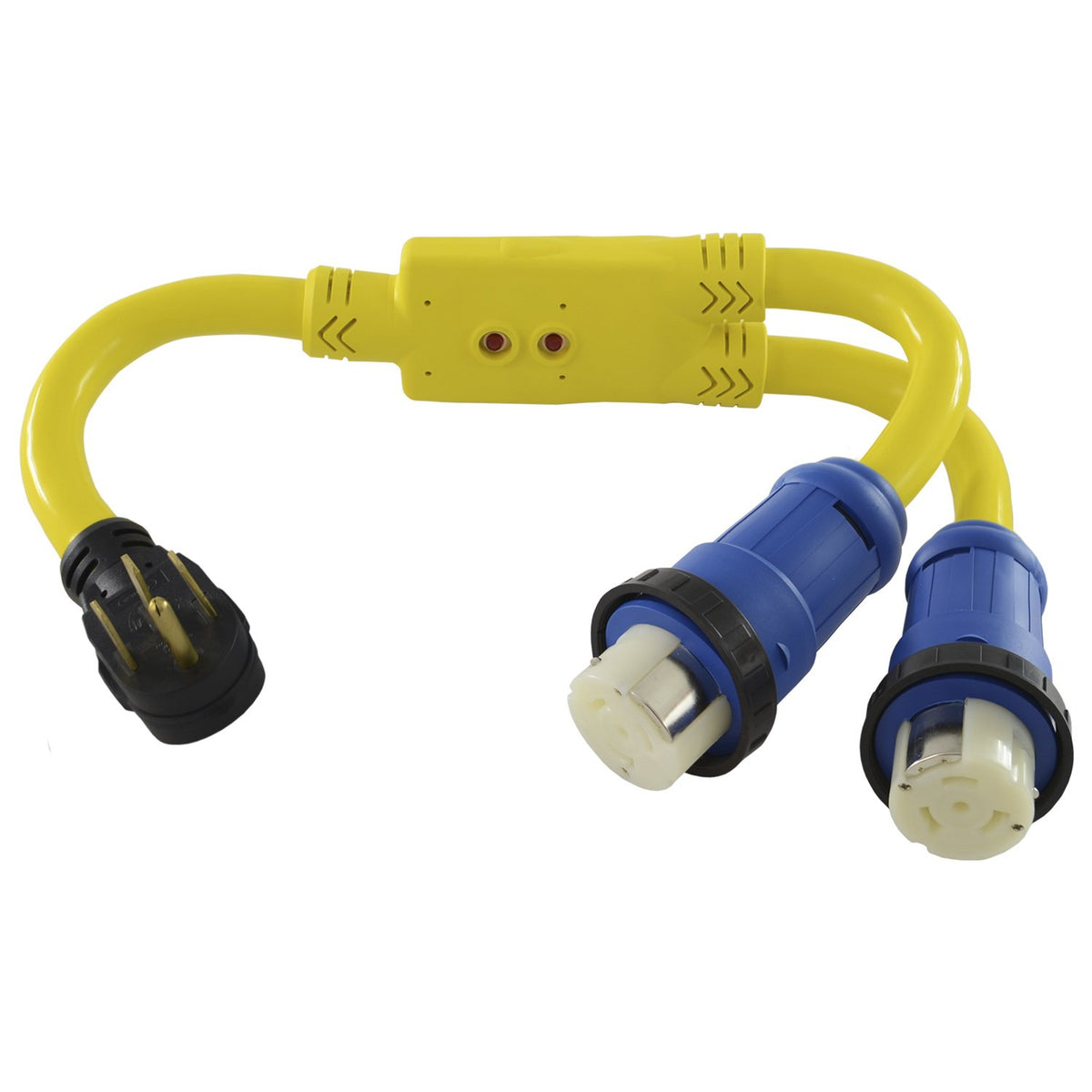 Conntek 3-Feet Rv 50A Adapter 50X50X50 50A 125/250V Rv Plug To (2) 50A 125/250V Locking Female Connectors