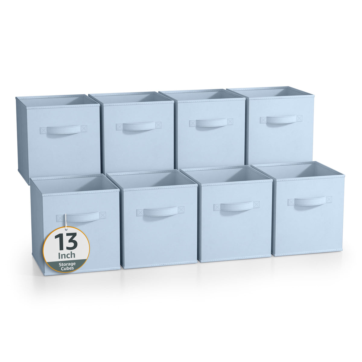 Sorbus Fabric Storage Cubes, 8 Pack, with Handles (13 Inch, Pastel Blue)