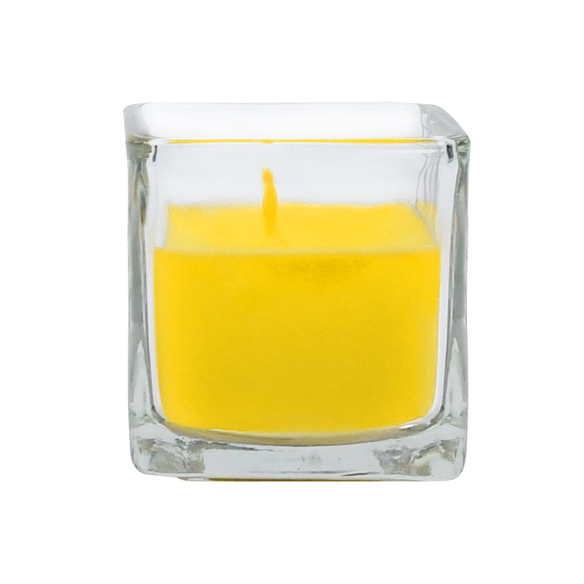 Zest Candle 12-Piece Votive Candles, Yellow Citronella Square Glass