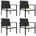 vidaXL Modern Dining Chairs 4 Pcs, Patio Rattan Dining Chair with Cushion, Outdoor Wicker Dining Chair for Garden, Modern Style,