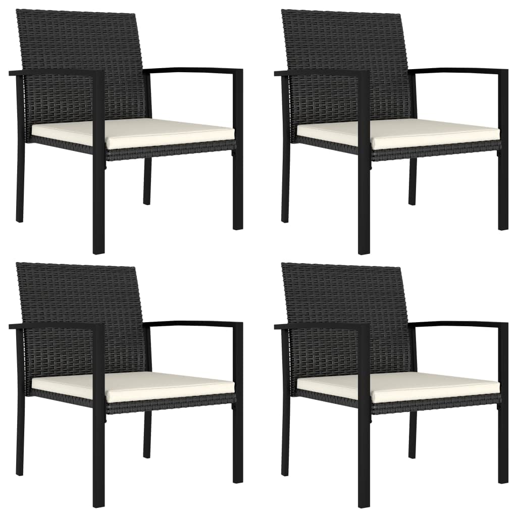 vidaXL Modern Dining Chairs 4 Pcs, Patio Rattan Dining Chair with Cushion, Outdoor Wicker Dining Chair for Garden, Modern Style,
