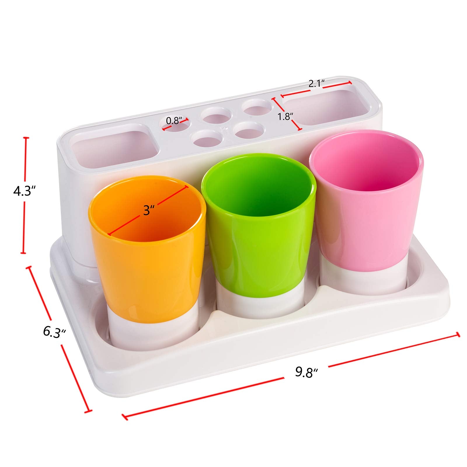 Aebeky Toothbrush Holder Kids Family Set For Bathroom Storage Organizer (Orange+Green+Pink)