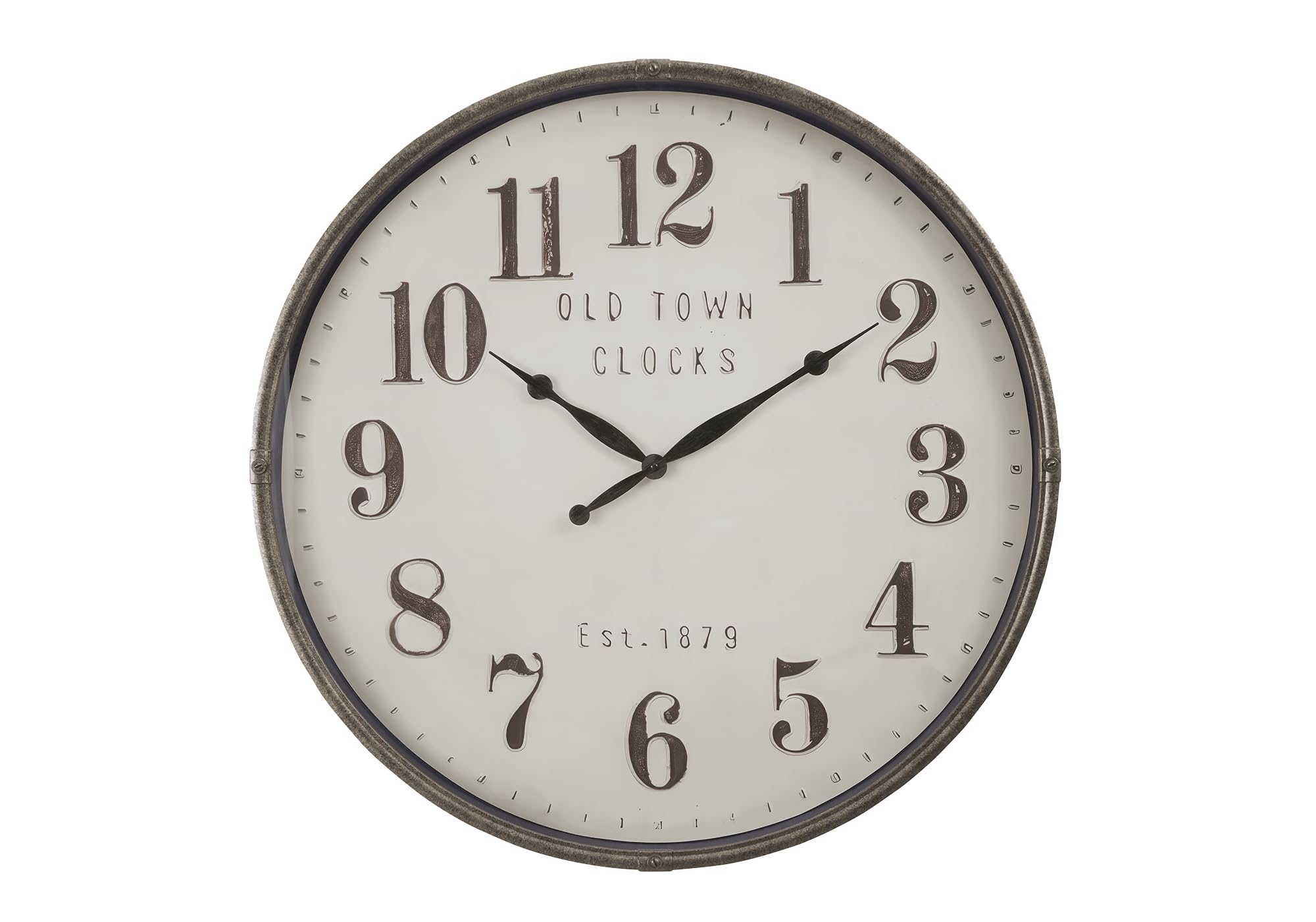 Monarch Specialties I 9024 Clocks, 30' Round, Large Oversized, Wall Clock, Brown, Transitional