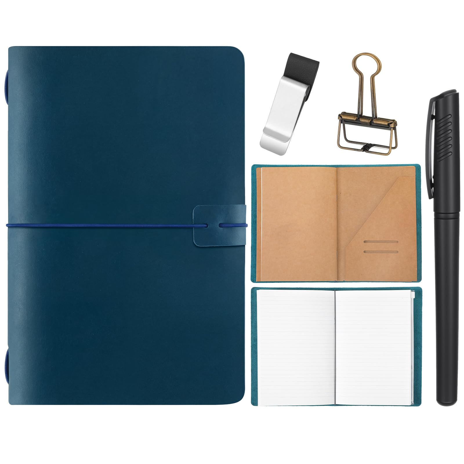 Thenshop Travelers Refillable Leather Journal Notebook Travel Diary Handmade Passport Travelers Journal for Men and Women with 3