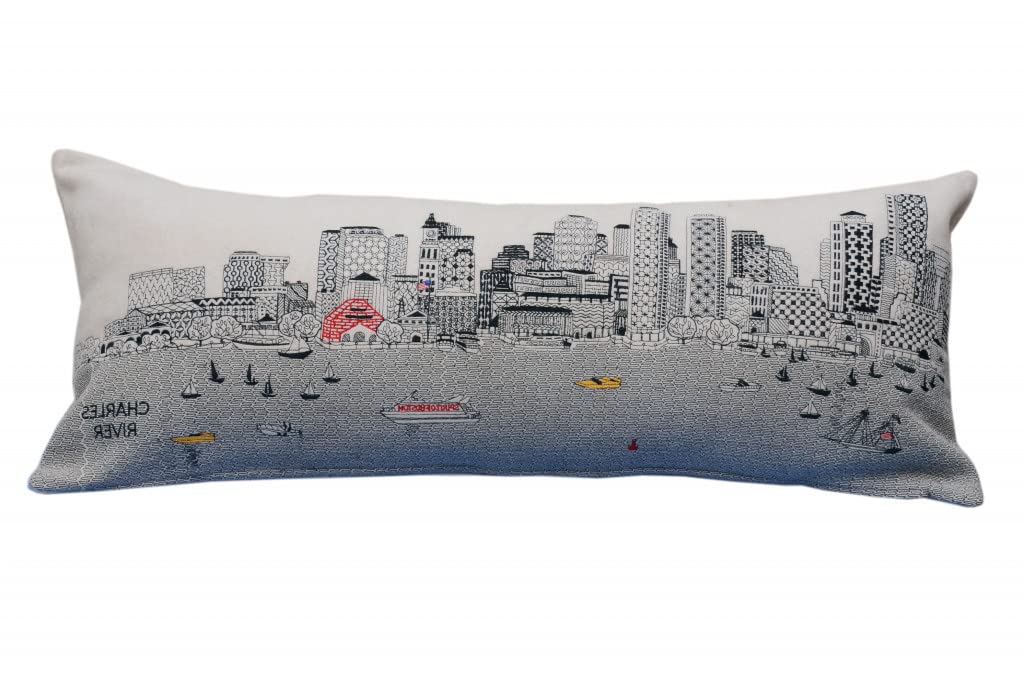 HomeRoots Cream 35' White Boston Daylight Skyline Lumbar Decorative Pillow