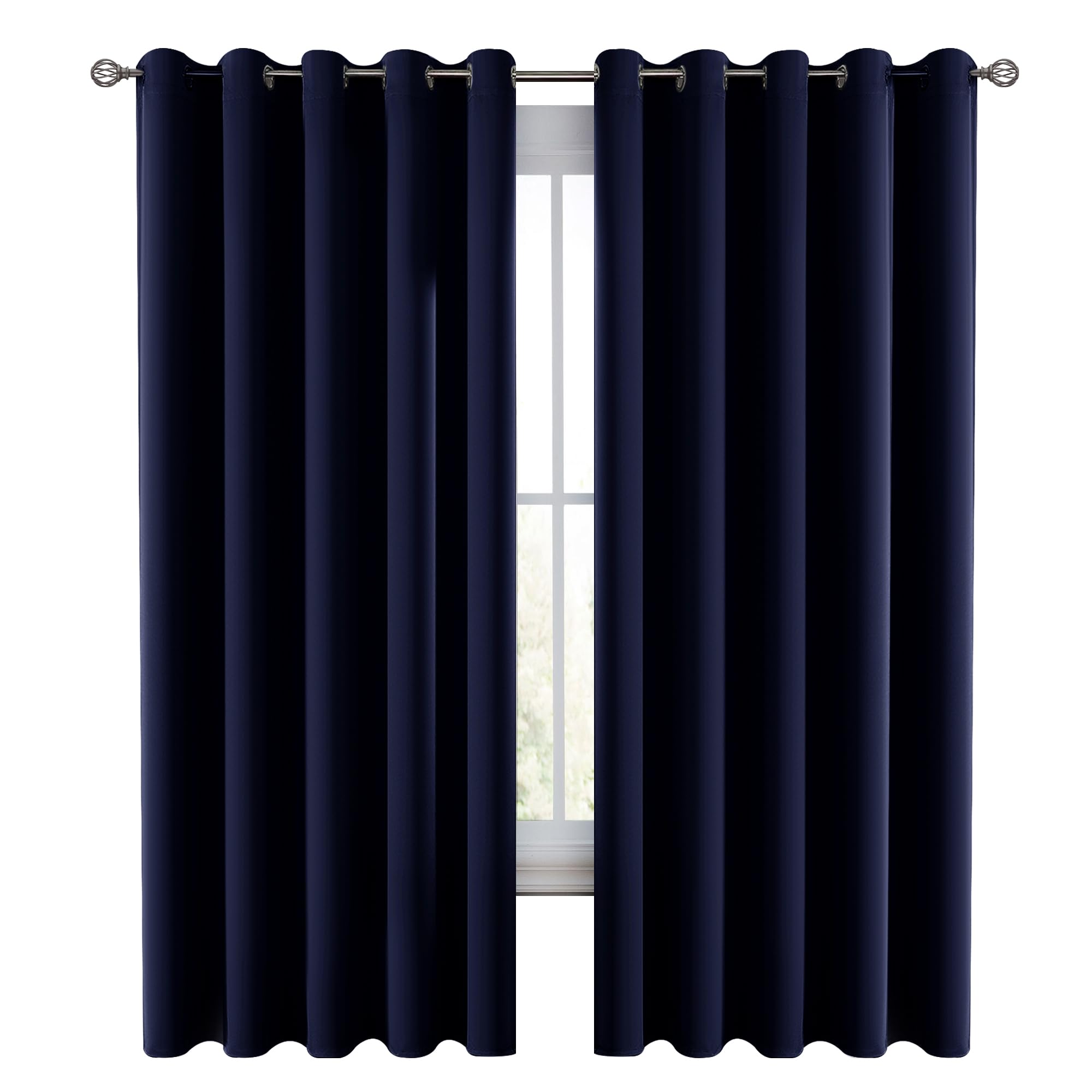 Lux Decor Premium Blackout Curtains 84 Inch Length Long 2 Panels Set - Thermal Insulated Room Darkening Curtains For Bedroom Win