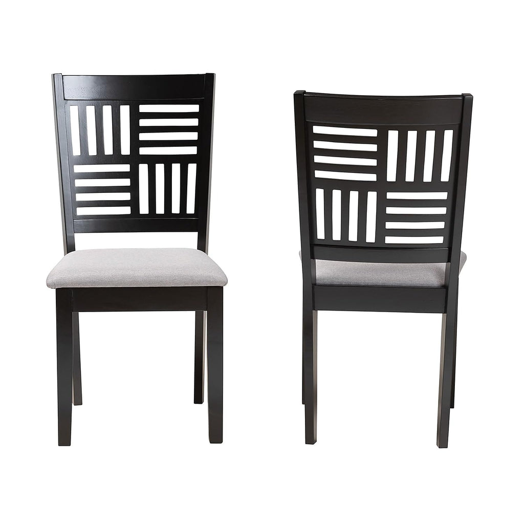 Baxton Studio Deanna Modern Grey Fabric and Dark Brown Finished Wood 2-Piece Dining Chair Set