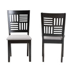 Baxton Studio Deanna Modern Grey Fabric and Dark Brown Finished Wood 2-Piece Dining Chair Set
