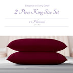 Carressa Linen 100% Egyptian Cotton Pillow Cases Set Of 2-600 Thread Count Burgundy King Pillowcase For Sleeping, Soft, Silky Sa