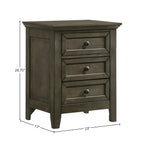 Intercon San Mateo Nightstand, 3 Drawer Bedside Table, Gray