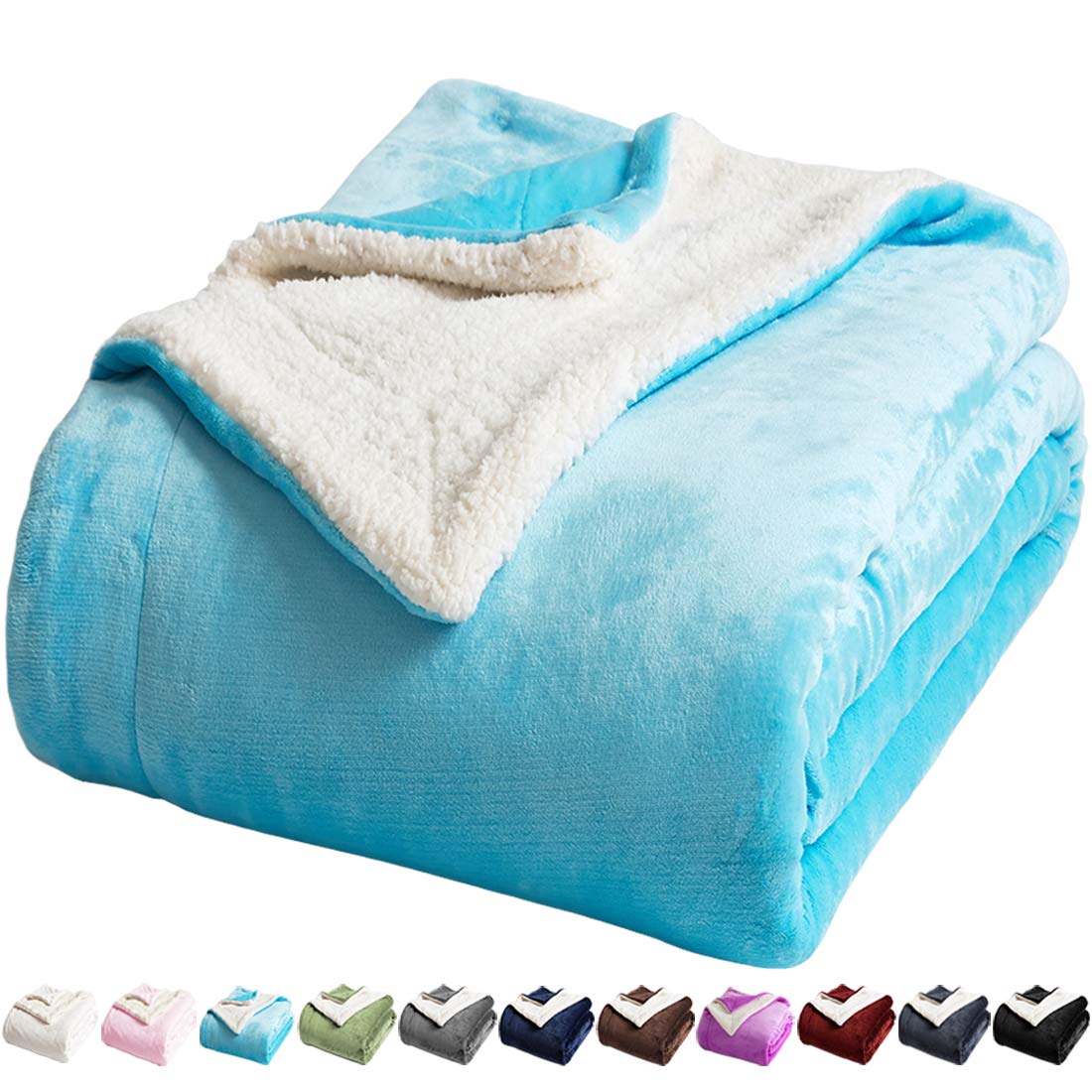 Lbro2M Sherpa Fleece Bed Blanket Queen Size Super Soft Fuzzy Plush Warm Cozy Fluffy Microfiber Couch Throw Velvet Double Reversible Luxurious Blankets,(90X90 Teal)