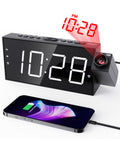 Projection Alarm Clock on Ceiling,Digital Clock for Bedroom with Battery Backup,7   Large Display,USB Charger,Dimmer,180 Rotatab
