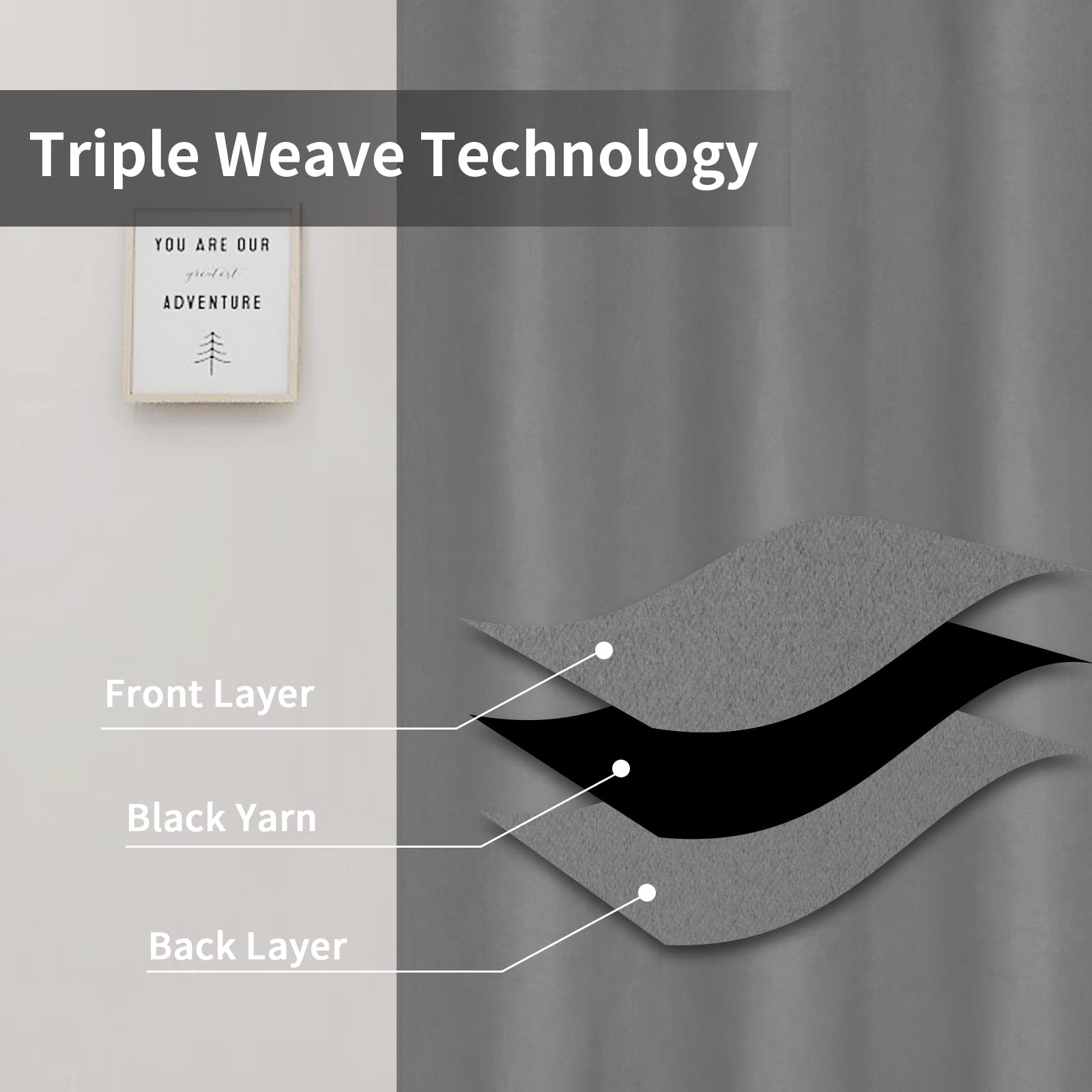 Easy-Going Blackout Curtains For Bedroom, Solid Thermal Insulated Grommet And Noise Reduction Window Drapes, Room Darkening Curtains For Living Room, 2 Panels (42X45 In, Light Gray)