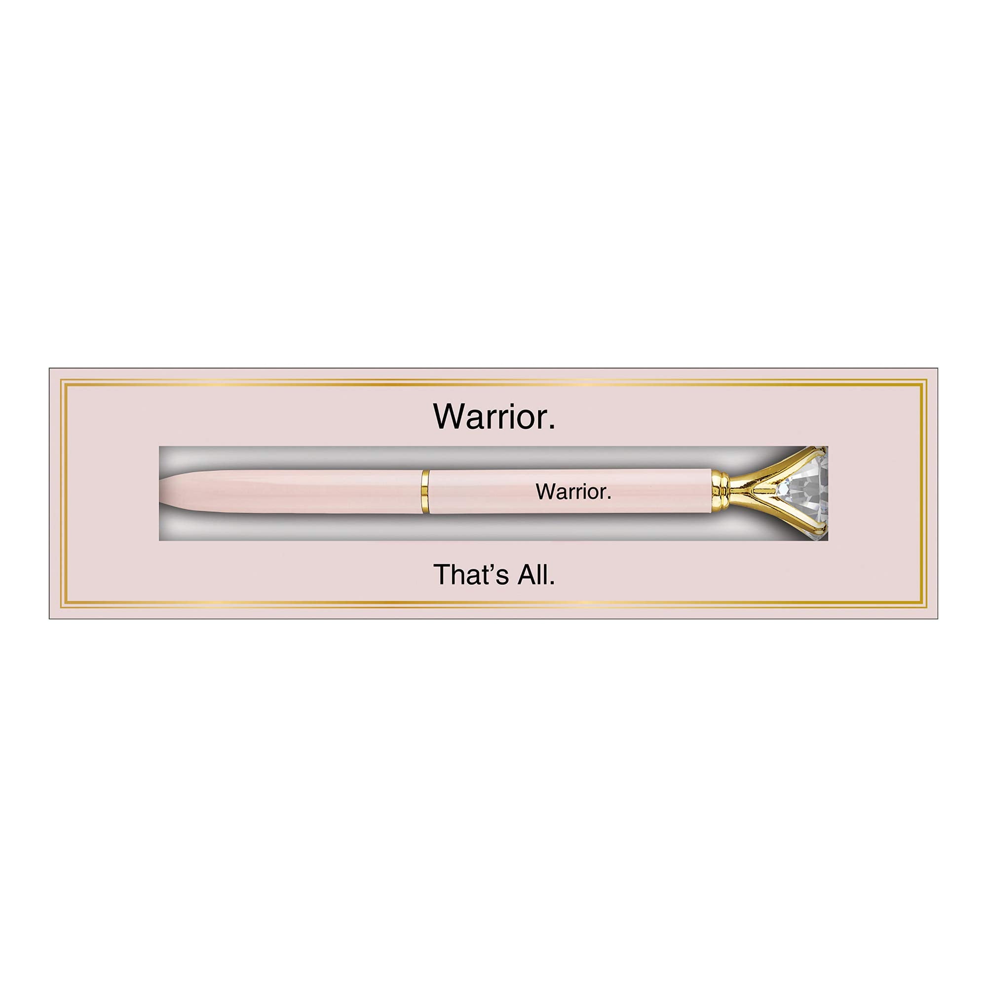Warrior Gem Soft Pink And Gold Tone 6 Inch Metal Ballpoint Pen In Gift Box
