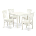 East West Furniture OXGR5-LWH-W 5 Piece Dining Room Furniture Set Includes a Square Kitchen Table and 4 Dining Chairs, 36x36 Inch, Linen White