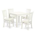 East West Furniture OXGR5-LWH-W 5 Piece Dining Room Furniture Set Includes a Square Kitchen Table and 4 Dining Chairs, 36x36 Inch, Linen White