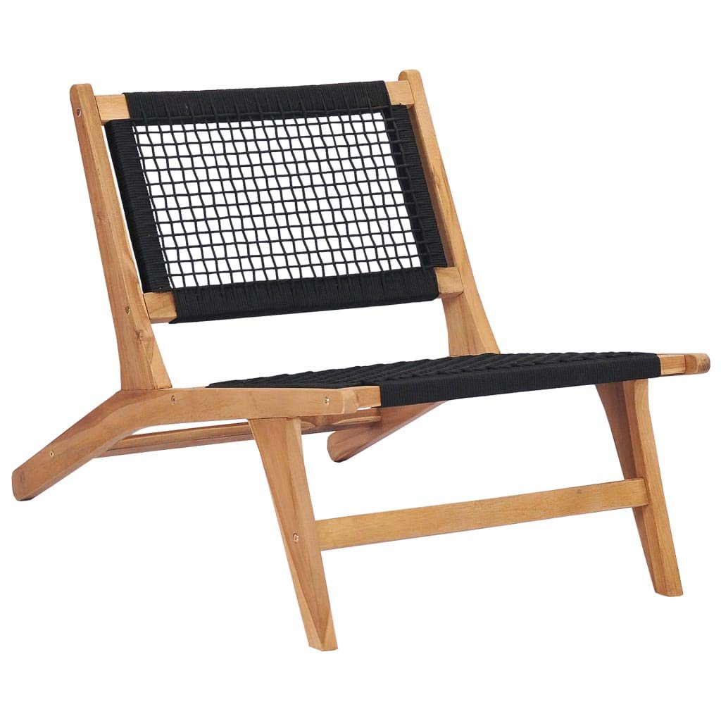 vidaXL Outdoor Comfortable Sun Lounger with Detachable Footrest, Solid Teak Wood with Unique Rope Design, Durable and Weather Resistant