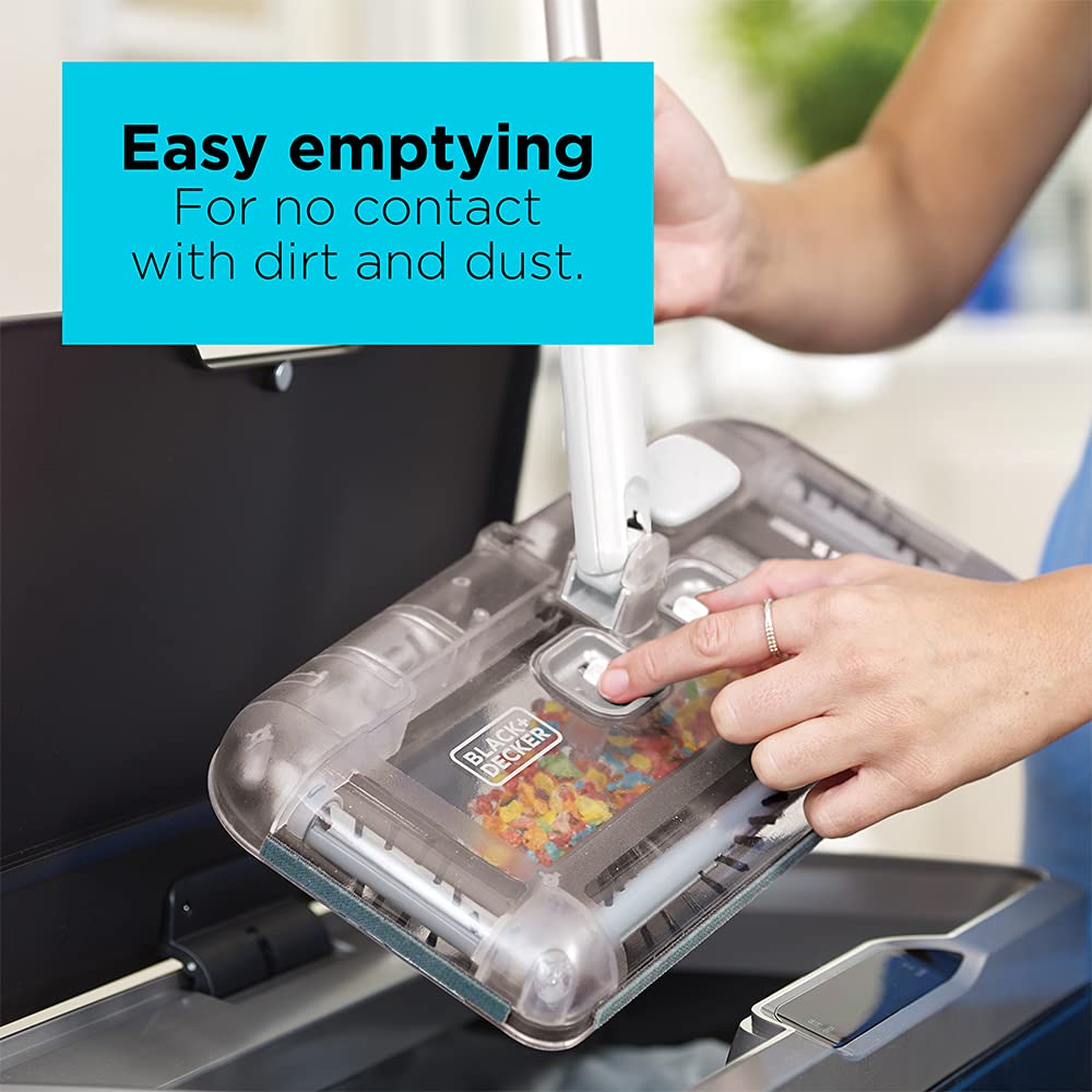 Black+Decker Hfs115J10 Lithium Floor Sweeper 50 Min Lithium Floor Sweeper, Powder White