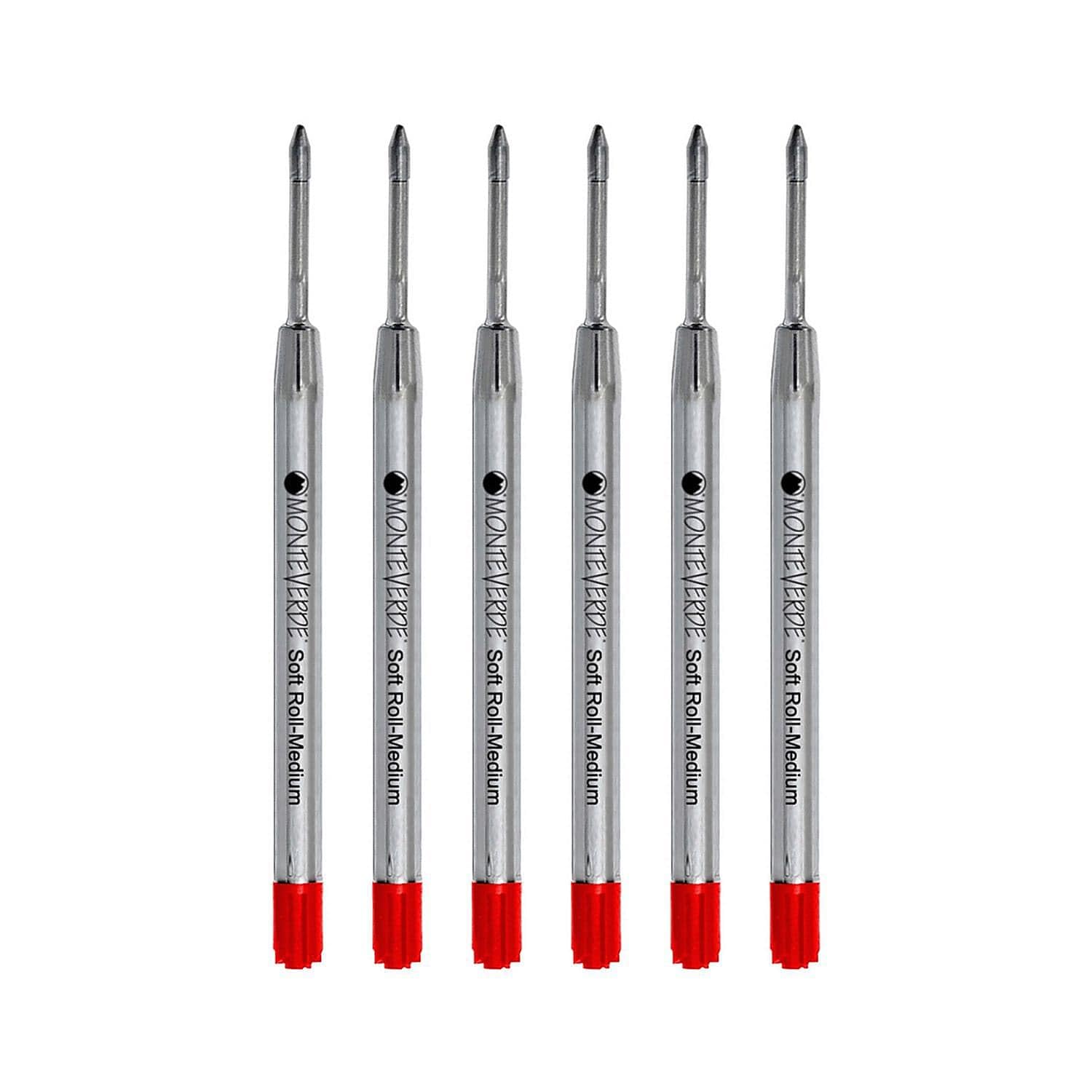 Monteverde Medium Ballpoint Refill For Parker Ballpoint Pens, 6/Pack, Red (P133Rd)