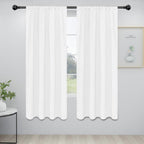 Easy-Going Rod Pocket Blackout Curtains For Bedroom, Room Darkening Window Curtains For Living Room, Thermal Insulated Noise Reduction Solid Window Drapes, 2 Panels(34X72 In, White)
