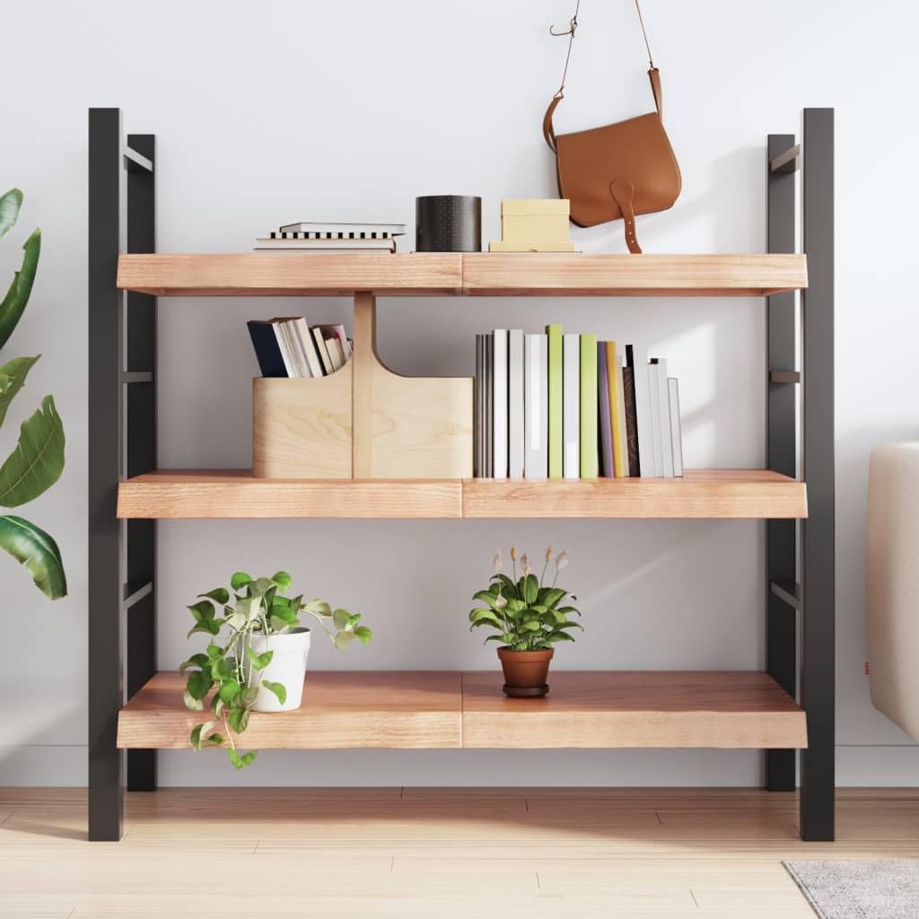 vidaXL Rustic Wall Shelf in Light Brown Treated Solid Oak Wood - Versatile and Space-Saving - Featuring Unique Live Edge Design