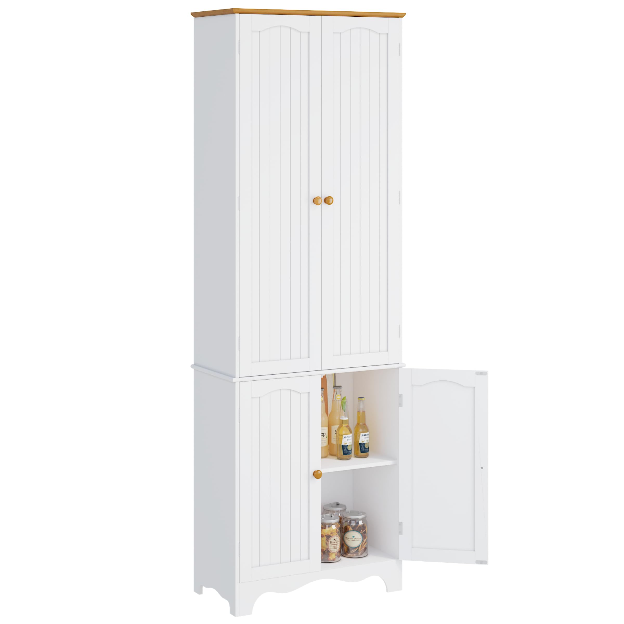 Function Home 72 Kitchen Pantry Cabinet, Freestanding Storage Cabinet, Tall Food Pantry with Doors and Adjustable Shelves, Utili