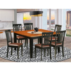 East West Furniture PFAV7-BCH-LC 7 Piece Dinette Set Consist of a Square Dining Room Table with Butterfly Leaf and 6 Faux Leather Upholstered Dining Chairs, 54x54 Inch, Black & Cherry