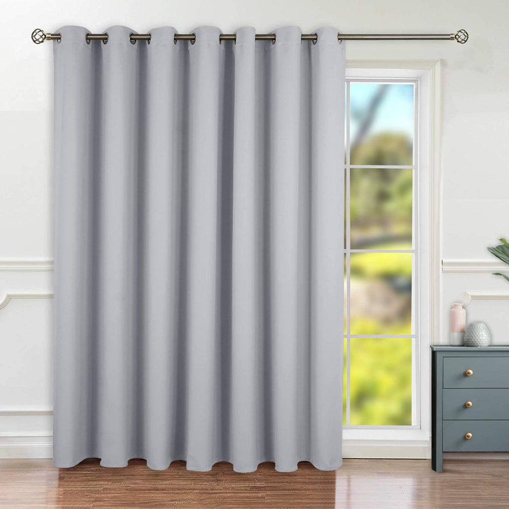 Bgment Fashion Sliding Door Curtain 100 X 96 Inches, Wide Thermal Blackout Curtains Room Darkening Room Divider Window Curtain, 1 Panel, Light Grey, 96 Length X Wide 100